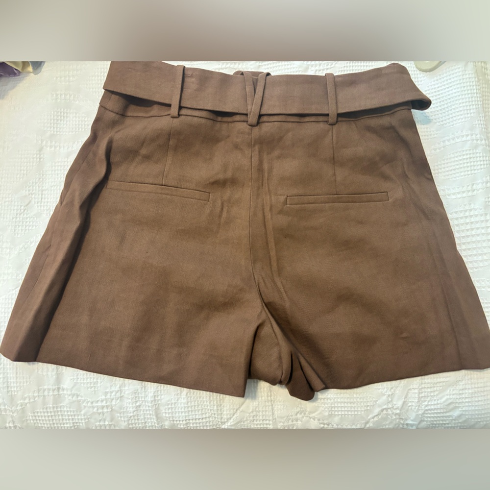 Veronica Beard Chocolate Belted Shorts - Picture 3 of 5